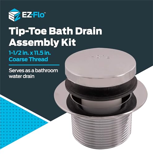 Eastman Tip-Toe Bath Drain Assembly Kit with Flange and Drain Washer, 1-1/2 Inch x 11.5 Inch Coarse Thread, Chrome Plated, 35235