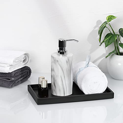 Emibele Bathroom Vanity Tray Countertop, 10" Rectangular Marble Resin Tray | Dresser Kitchen Sink Tray, for Jewelry Cosmetic Perfume Soap Candle, Lightweight Waterproof Tray, Medium, Matte Black - color: Matte Black, size: 10" x 6.1" x 0.8"