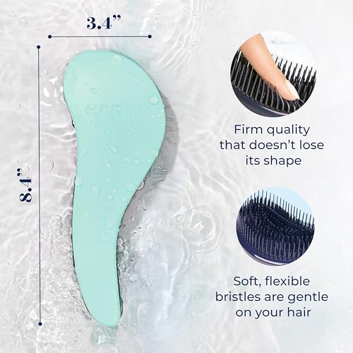 Crave Naturals Biggie Glide Thru Hair Brush - Detangler Brush for Curly, Straight, Wet or Dry Hair - Gentle Detangling Brushes for Adults, Kids, Toddlers - Hair Accessories for Women, 8.4"x3.4" - Mint - color: Mint, size: 1 Pack (Large)