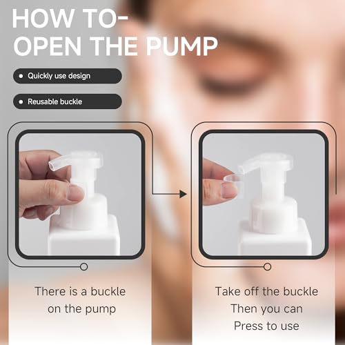 15OZ Foaming Soap Dispenser, 2-Pack Plastic Hand Soap Dispenser, Refillable Leakproof Foam Pump Bottle with Waterproof Labels, for Shampoo, Body Wash - color: Clear, size: 450ML