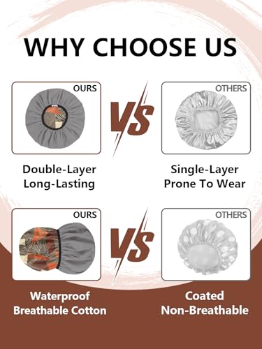 Years calm Shower Cap for Men, Waterproof Reusable Hair Cap with Dual-Layer Design, Reversible Double-Sided Use, Stretchable Elastic Band, Comfortable Fit for Shower, Gym, Hair Care & Travel - color: Red and gray