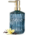 EMPO Clear Glass Soap Dispenser with ABS Plastic Pump, Crystal Lotion Dispensers for Kitchen Sink, Bathroom (Blue) - color: Blue