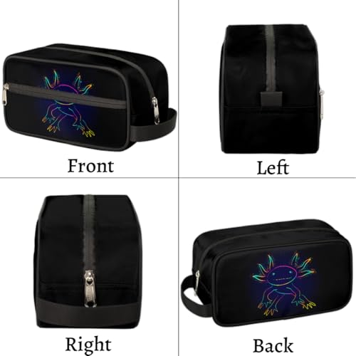 Kids Travel Toiletry Bag - Black Axolotl Waterproof Hanging Cosmetic Hygiene Bags for Boys Men - Large Shave Kit for Toiletries Accessories Bathroom Stuff - color: Black Axolotl