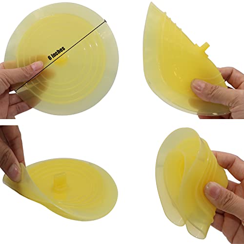 V-TOP Bathtub Drain Plug 2 Pack, 6 inches Large Silicone Tub Stopper Hair Stopper Flat Suction Cover for Kitchen Bathroom and Laundry (Yellow Transparent) - color: 6" Yellow Transparent
