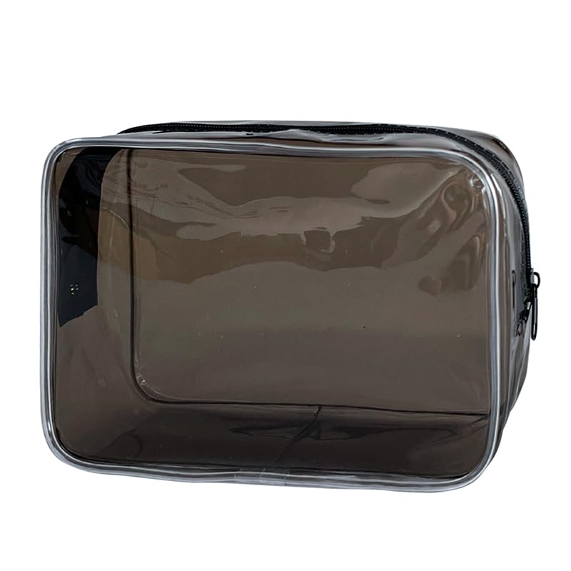 Neon TSA Approved Clear Toiletry Pouch, 7"x2.3"x4.7" Size, PVC Travel Makeup Bags for Toiletries, Transparent Cosmetic Bag for Women and Men Small (black) - color: black