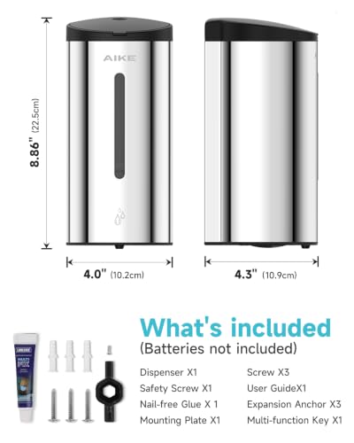 AIKE Classic Automatic Soap Dispenser,25 oz Liquid Wall Mount,Polished Stainless Steel Finish Model AK1205E - color: Polished Stainless Steel