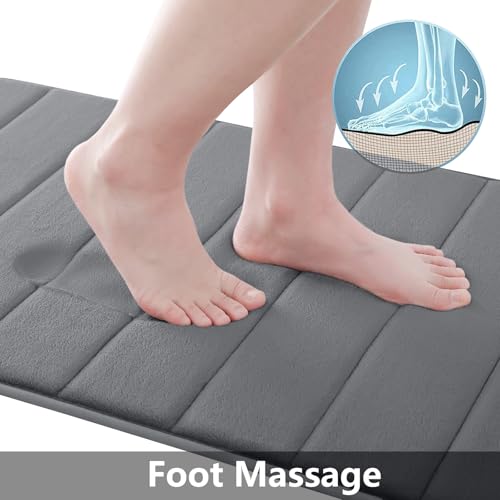 Buganda Memory Foam 3 Pieces Bathroom Rugs Set - Thick Soft Absorbent Bath Mats, Washable Small/Large/Contour Bath Rugs (24" x 16" + 30" x 20" + 24" x 20", Grey) - color: Grey, size: 24" X 16" + 30" X 20" + 24" X 20"