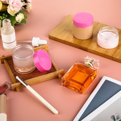 Patelai 4 Pieces Round Wide-mouth Leak Proof Plastic Container Jars with Lids for Travel Storage Makeup Beauty Products Face Creams Oils Salves Ointments DIY Making(2 Ounce,Pink) - color: Pink, size: 2 Ounce