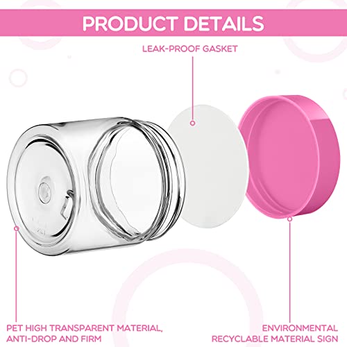 Patelai 4 Pieces Round Wide-mouth Leak Proof Plastic Container Jars with Lids for Travel Storage Makeup Beauty Products Face Creams Oils Salves Ointments DIY Making(2 Ounce,Pink) - color: Pink, size: 2 Ounce