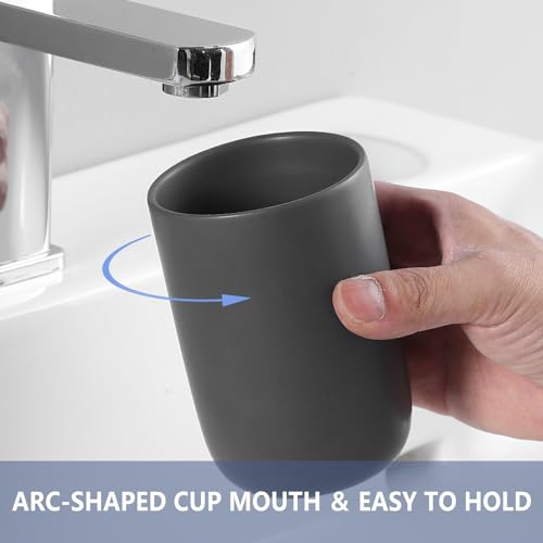 Matte Grey Toothbrush Holders for Bathrooms - Ceramic Toothbrush Toothpaste Holders Set, Grey Bathroom Tumbler Cups Reusable Toothbrush Cup, Counter Organizer - color: Grey, size: 2pcs