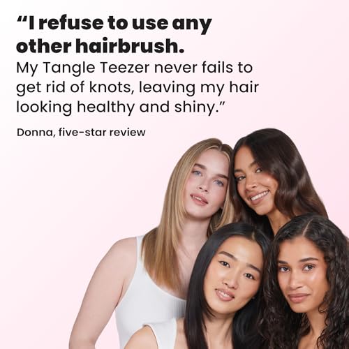 Tangle Teezer Ultimate Detangler Brush, Straight to Wavy, Millennial Pink | Patented two-tier, regular-flex teeth reduce breakage & split ends on wet or dry hair; Shower-friendly hairbrush for all ages - color: Millennial Pink