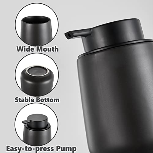 12Oz Black Soap Dispenser - Modern Ceramic Lotion Hand Soap Dispenser with Easy-to-Press Black Pump, Reusable and Refillable Liquid Dish Soap Dispensers for Bathroom & Kitchen - color: Black, style: Liquid Pump