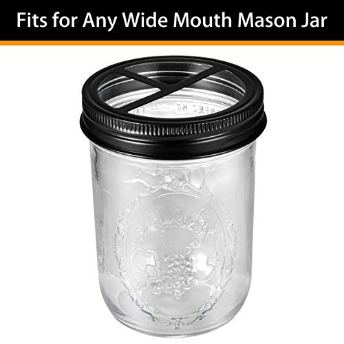 [Wide Mouth ONLY] SheeChung 2 Pack Mason Jar Toothbrush Holder Lid - Rustproof 304 Stainless Steel for Ball Mason Jar or Any Pint. Jar, Farmhouse Decor Bathroom Accessories Set - Black - color: Black Lid-2 Pack