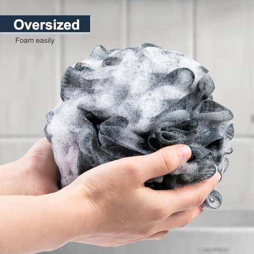 MTDLYICE Loofah Sponge XXL-100g 4 Pack, Bath Sponge Soft Mesh Shower Puff Loofah for Men, Exfoliating Body Scrubber for Women, Shower Accessories (Blue Gray) - style: 100g Blue Gray