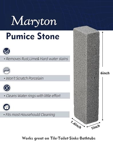 Maryton Pumice Stone for Toilet Cleaning, Value Pack 16 Pcs | Non Scratch, for Removing Stubborn Hard Water Stain on Toilet Bowl, Tile, Kitchen, Easy to Use - size: 16 Count (Pack of 1)