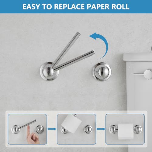 RUMOSE Toilet Paper Holder and Hand Towel Ring Polished Chrome Wall Mount Bathroom Hardware Accessories 2 PCS Set Flexible Pivoting Toilet Tissue Roll Holder and Towel Hanger, Stainless Steel - color: Polished Chrome