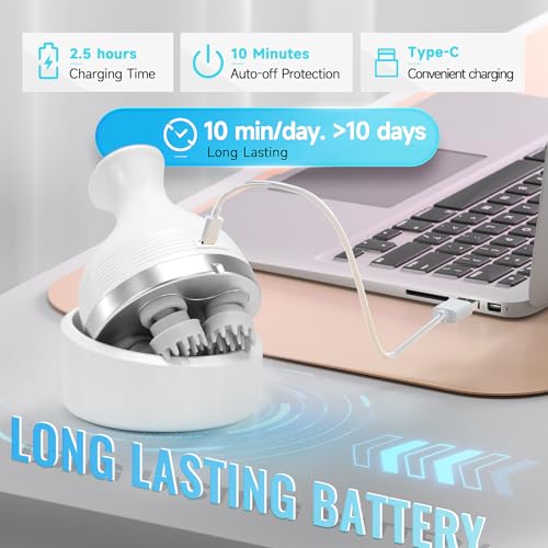 Electric Scalp Massager, Cordless Hair Scalp Massager | Portable Head Scratching Massager, 4 Modes Vibration Comb, Hair Growth, Deep Cleansing, Stress Relaxation - color: White