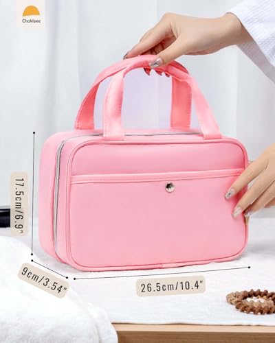 Travel Hanging Toiletry Bag for Women - Waterproof Cosmetic Organizer with Clear Window, Lightweight Bathroom Bags for Essentials, Makeup, Shampoo, Toiletries Dark Pink, Medium - color: Dark Pink, size: M (10.8x6.9x3.5inch)
