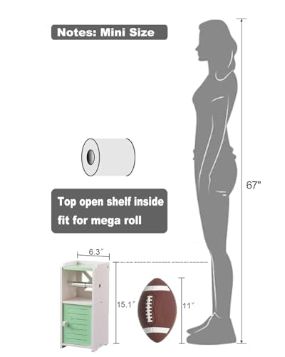 AOJEZOR Toilet Paper Holder Stand: Freestanding PVC Cabinet Storage for Small Bathroom Spaces for Homes and Renters-Mint Green - color: Mint Green, size: 15.4 inch H