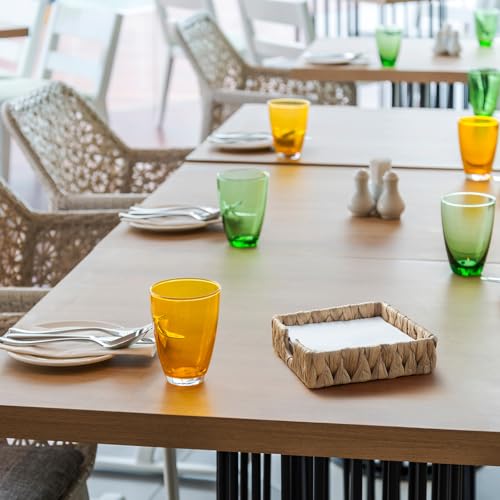 Napkin Holder for Table, Woven Water Hyacinth Napkin Holders For Paper Napkins, Wicker Napkin Holders for Kitchen Dinner Table Boho Decor and Accessories, Square Napkin Basket and Serving Tray - color: Brown, size: 7.2"L x 7.2"W x 2.2"H