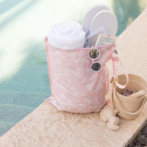 Tiny Twinkle Mess Proof Wet Bags | 2-Pack Reusable Waterproof Wet Bags for Swimsuits | Baby Clothes | Travel & Diaper Bag (Bows,Toile) - color: Bows,Toile, size: 2 Pack
