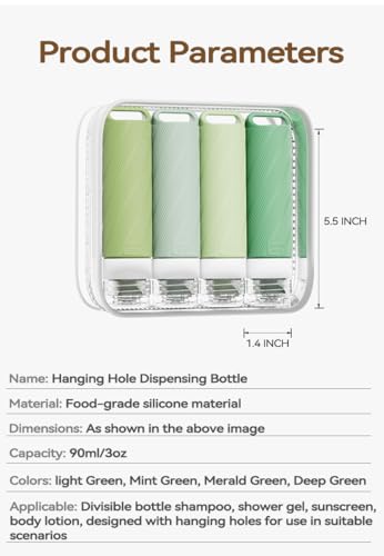 5 packs of toiletries travel bottles, TSA Approval silicone travel containers, leak proof refillable shampoo and conditioner are essential for travel, fitness, business trips, office use(green) - color: Green