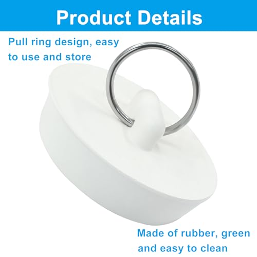 2 Pack Rubber Drain Stopper, 1-5/8 Inch Bathtub Plug | Hanging Ring, Universal Kitchen Sink Plugs, Bathroom Laundry - style: 1-5/8 Inch