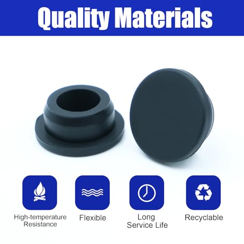 85PCS Silicone Stoppers Black Hole Plugs Assortment Kit Rubber Plugs for Round Holes, Flexible Rubber Stoppers Waterproof Tube Plugs T-Type, Used for Sealing Plugs Bathtub Jet Covers - color: Black, size: 9 Size(1/5"~1")