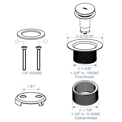 HIDROP Oil Rubbed Bronze Tub Drain Assembly Kit, 2-Hole Overflow Faceplate | Tip Toe Tub Drain Kit, Stainless Steel, Universal Fine/Coarse Thread fit 1-3/8" or 1-1/2" Tub Drain, Bath Drain Replacement - color: Bronze, style: 2 Holes