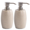 Clasin Home Sandstone Textured Resin Soap Dispenser with Metallic Pump and Waterproof Bottle Labels for Bathroom Kitchen Dish Hand Wash Shower Lotion Shampoo, 12 Oz, 2 Sets Beige - color: Natural Beige_2 Pcs