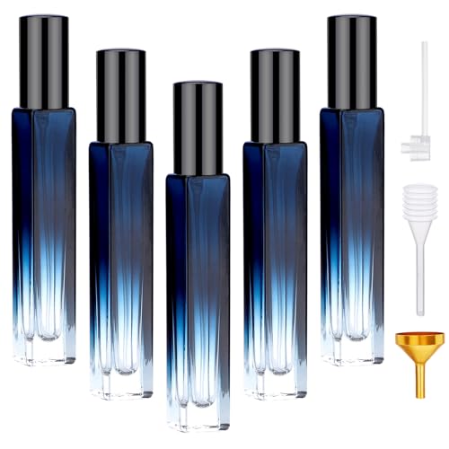 Segbeauty Travel Perfume Bottle, 5 Pack of 10ML Empty Refillable Glass Atomizer, Portable Cologne Dispenser Spray Bottle Travel Size Sample Bottles Sprayer Making Kit Gradient Blue - color: Blue, style: Mini Bottle Set