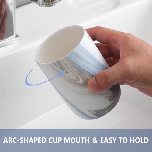 Blue Marble Toothbrush Holders - 2 Ceramic Toothbrush Holders for Bathrooms Toothbrush Toothpaste Holders Set, Bathroom Tumbler Cups Reusable Toothbrush Mouthwash Cup, Bathroom Counter Organizer. - color: Blue Marble, size: 2pcs