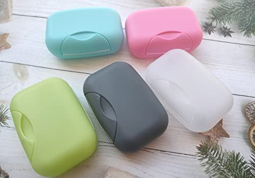 Plastic Soap Case Holder Container, 5 Pack Portable Travel Soap Box Dish Organizer for Bathroom Home Outdoor Hiking Camping
