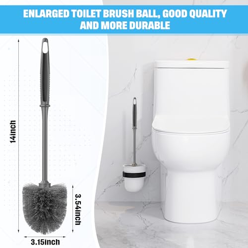 Reallnaive 24 Pack Toilet Brush Bulk, Commercial Heavy Duty Professional Toilet Bowl Cleaning Brush for Bathroom, Restroom Maintenance Cleaning Supplies (14 Inch,Grey) - color: Gray, size: 14 Inch