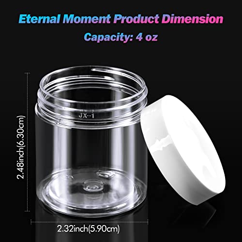 36 Pack 4 OZ Plastic Jars Round Clear Cosmetic Container Jars with White Lids, Eternal Moment Plastic Slime Jars for Lotion, Cream, Ointments, Makeup, Eye shadow, Samples, Potravel Storage - color: White Lid, size: 4 Ounce