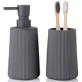 YAUKPH Bathroom Accessories Set 2 Piece Soap Dispenser and Toothbrush Holder for Bathroom Countertop Striped Gray - color: Striped Gray