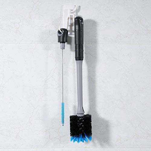 MOSOLAN 2-in-1 Water Bottle Brush and Straw Cleaner Brush, Long Handle Water Bottle Scrubbing Brush for Water Bottles, Glasswares, Mugs, Flasks, Tumblers and Kitchen Sink, Black, 2 Pack - color: Black, size: 2 Count (Pack of 1)
