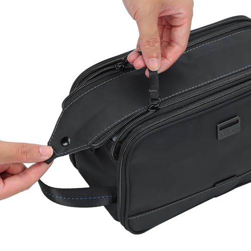 ZEEMO Travel Toiletry Bag for Men, Medium Water-Resistant Double-Sided Full-Open Dopp Kit, Versatile Organizer for Shower and Hygiene Accessories, Bathroom Essentials, Cosmetics, Black - color: Black, size: Medium
