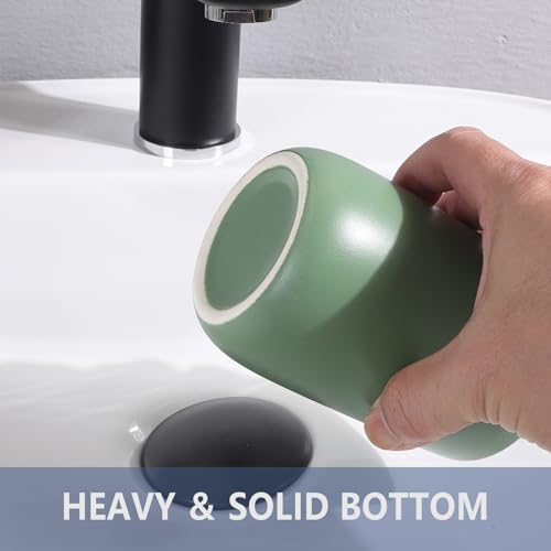 Toothbrush Holders for Bathrooms - 2 Cups Ceramic Toothbrush Toothpaste Holders Set, Green Bathroom Tumbler Cups Reusable Toothbrush Mouthwash Cup, Bathroom Counter Organizer. - color: Green, size: 2pcs