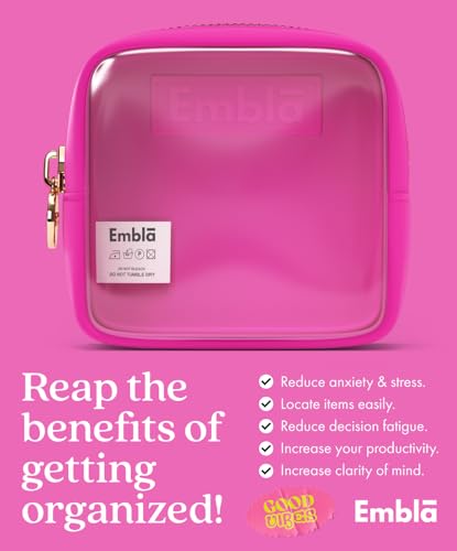 Embla Clear Cosmetic Bag Makeup Case, Clear Zipper Make Up Pouch and Toiletry Travel Tote, Cute Skincare Pouches for Women Girls, Preppy Purse Cosmetic Organizer, Mini Makeup Bags, Fuchsia | Small Pink Clear Nylon/PVC Cosmetic Bag with Zipper, Waterproof