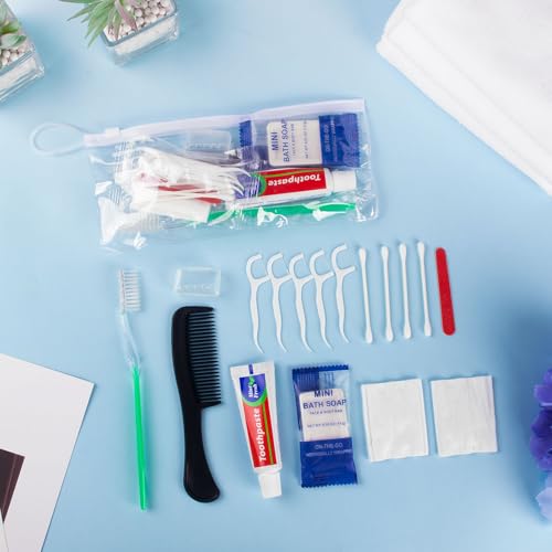 50 Sets Personal Hygiene Kit Bulk,9-in-1 Green Disposable Toothbrushes with Toothpaste Floss Comb Soap Cover and Hotel Vanity Set Basic Travel Toiletry Supplies for Homeless,Travel,Guests - size: 1 Count (Pack of 50)