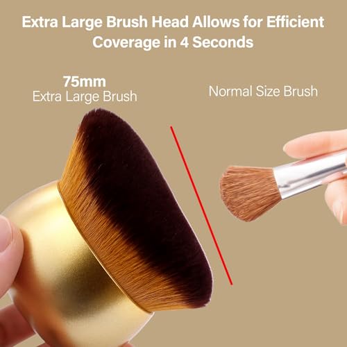 Extra Large Body Makeup Brush For Self Tanner, Leg Makeup &Bronzer Blend,75 mm Wide-headed Kabuki Brush Provides More Even& Pretty Application, Sunscreen Face&Back Makeup Brush, Wet&Dry Use- Gold - color: Gold