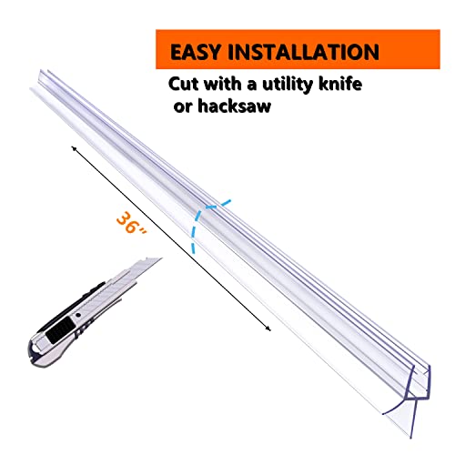 Shower Door Bottom Seal 2-Pack, 36"(914mm) Long PVC Strips with Drip Rail for 5/16"(8mm) Glass Door, Prevent Water from Spilling and Keeps The Room Clean - size: 5/16"(8mm), 2-Pack, 36" Long