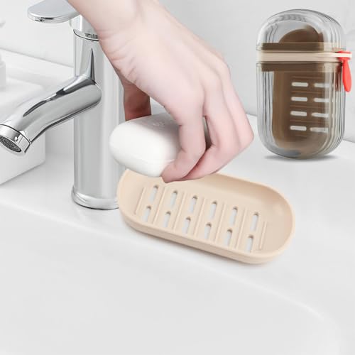 Travel Soap Case, Leakproof Soap Dish with Lid,Portable Soaps Container, Efficient Drainage SoapBox for for Bathroom,Shower,Home,Gym,School,Camping,Vacation,Outdoor(2PCS)