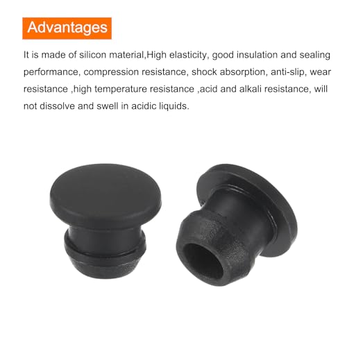 MECCANIXITY Silicone Snap in Locking Hole Plugs,Rubber Panel Seal Cover Flush Type Panel Round for Kitchen Rubber Bulkheads Waterproof Sealing Plugs 7.5mm/0.3 Inch Diameter Black,Pack of 10 - size: 7.5mm