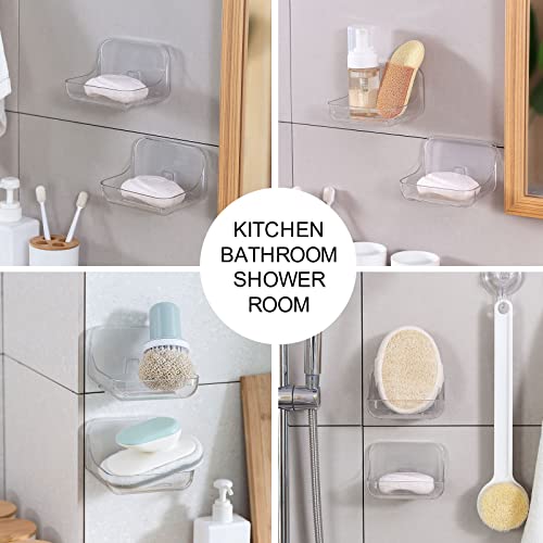 Ettori Soap Dish Holder, Wall Mounted Adhesive Soap Holder, No Drilling Shower Soap Sponge Holder for Bathroom Kitchen, Translucent Plastic - color: Clear Soap Holder