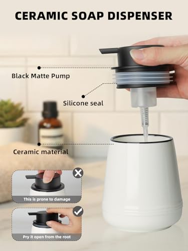 Ceramic Soap Dispenser 13oz,Hand Wash Soap Dispenser (Foam Dispenser White) - color: Foam Dispenser White