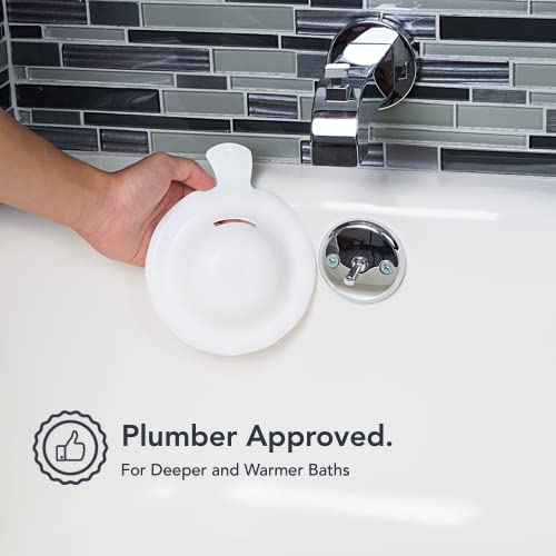 BathShroom Bathtub Overflow Drain Cover - Bath Tub Overflow Cover, Bathroom Spa Accessories, Adds Inches of Water for Deeper & Warmer Bath