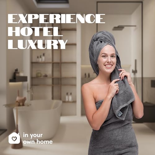 Luxury White Bath Towels Large - 100% Soft Cotton 700 GSM | Absorbent Hotel Bathroom Towel | 27 inch X 54 inch | Set of 4 | Gray - color: 03: Dark Gray