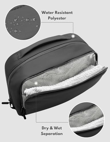Large Hanging Travel Toiletry Bag for Men Women, Water-resistant Dopp Kit | 6L Large Capacity Wide Open Cosmetic Makeup Bag Bathroom Shower Bags for Toiletries, Grooming, Shaving Organizer Bag - color: Black